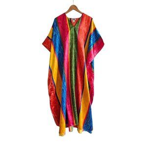 Vintage Winlar Rainbow Caftan Mrs Roper, One Size, Long, Bright and Colorful